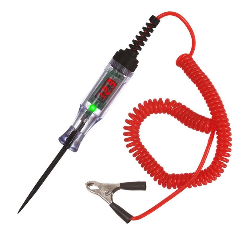 LED test light for car electrical circuits, digital display, 12V/24V/70V, for testing fuses.